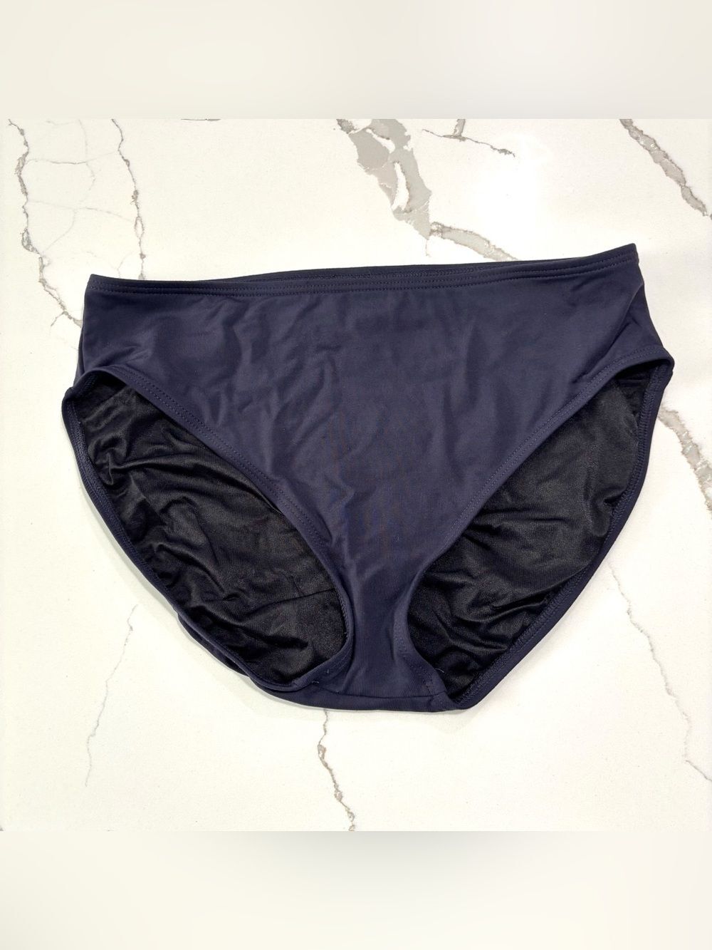 Lands' End Navy Blue Lined Hipster Bikini Bottoms Swimsuit Bathing Suit Size 12